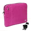 CaseCrown Faux Suede Protective Sleeve with Shoulder Strap and Pocket (Fuschia) for Apple MacBook Air 13.3-inch Laptop