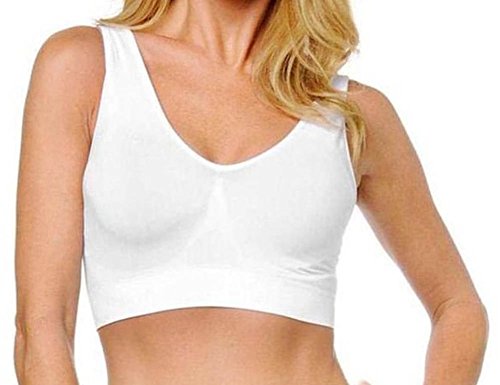 Women's Soft &amp; Comfortable Cami Bra with Removable Pads (Medium, White)