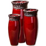 Aldonza Round Vase Set of 3 - Red/ Rusty Cocoa by 