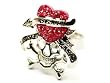 Skull with Pink Crystal Studs - Skull Heart Ring
