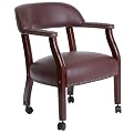 Traditional Captain's Chair with Casters - Burgundy