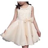 Ruideng ガールズサマープリンセスドレスのスカートチュチュノースリーブワンピースのスカートのドレスチュチュの公演 (120cm, サンドベージュ)