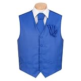 Men's - Royal Blue - Formal Vest, Necktie and Hanky Set