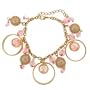 Gold Tone Pink Bead Charm Bracelet