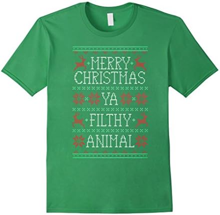 Men's Merry Christmas Ya Filthy Animal T-Shirt Small Grass