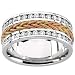 14K Tri-Color Gold Hand-Woven Diamond Eternity Band - Sizes 5 - 8