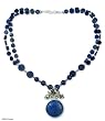 Lapis lazuli pendant necklace, 'Midnight Lily' Lapis lazuli pendant necklace, 'Midnight Lily'