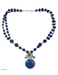 Lapis lazuli pendant necklace, Midnight Lily - Handmade Sterling Silver Necklace Lapis Lazuli Jewelry