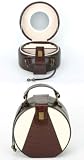 Handbag Style Round, Brown Lizard/Crocodile Effect & Cream Jewellery Box