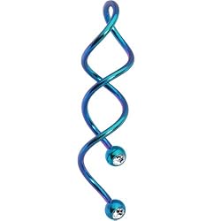 Teal Titanium Cz Super Spiral Twister Belly Ring
