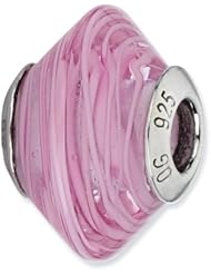 Sterling Silver s Light Pink W/swirls Italian Murano Bead by Reflection Beads, Best Quality Free Gift Box Satisfaction Guaranteed