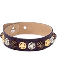 Streets Ahead 1/2" Purple Italian Leather Mixed Metal Studs with Cuff Bracelet