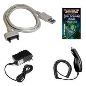 Cell Phone Accessories Bundle (Includes; USB Data Cable, Rapid Car Charger, Home Wall Charger, Generation X Antenna Booster) for Sony Ericsson W760a, TM506, W350, W350i, Z750A, W300i, Z520, W800, W550i, K750, W810i, W580i, W760