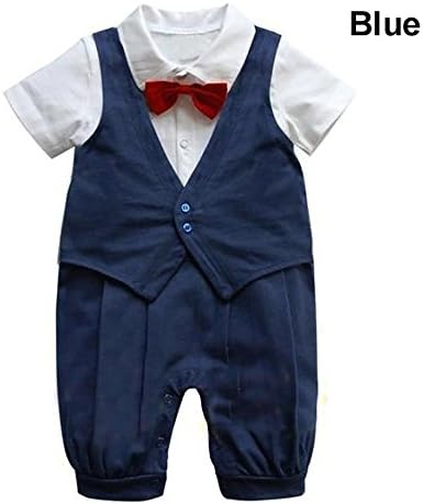 Romper One-Piece Boy's Gentleman Waistcoat + Red Tie (95 (Fits18-24 Months))