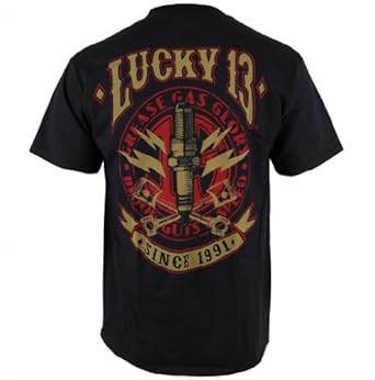 Amazon.com: Men's Lucky 13 Apparel Amped Tee Black Shirt: Clothing