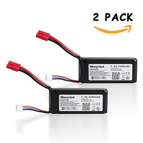 2PCS Morpilot ® 7.4V 2200mAh 30C Lipo Battery Pack Round-plug Terminal with 3.5mm Banana Connector for Syma X8C X8W X8G RC Venture Quadcopter Helicopter Parts