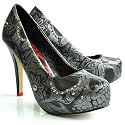 Iron Fist Sweet Skull 'O' Mine Design High Heel Platform Shoes (Black)