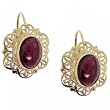 14K Filigree Earrings w/ Cabochon Rhodolite Garnet Gems
