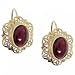14K Filigree Earrings w/ Cabochon Rhodolite Garnet Gems
