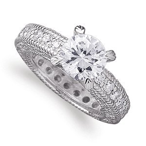 Sterling Silver Cubic Zirconia CZ Heirloom Engagement Ring, Size: 6