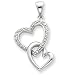 Sterling Silver 2 Heart CZ Pendant Floating