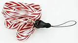 U-Bop Neck Strap Lanyard , Striped Red and White