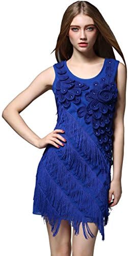 Fairytown US2-20 1920 Vintage Flapper Gatsby Dress Beaded Flower Fringe Cocktail