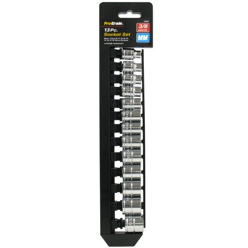 Pro-Grade 19301 13-Piece 3/8-Inch Driver Metric Socket Set with Rail On Sale
