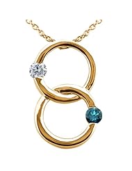 0.54 Ct Round G/H and Blue Diamond 18K Yellow Gold Pendant