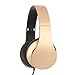 Intone I60 Lightweight Folding 3.5mm Stereo Over-ear Headphones Portable Stretch Headsets Earphones Leather Earpad with Build-in Microphone and Control Button for All Smartphones,laptops,tablets,pc,mp3/mp4,psp,ipod (Golden)