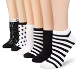 41oL0mDm%2BrL. SL160  Rampage Womens 6 Pack No Show Socks, Black/White, One Size