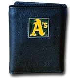 MLB Boxed Trifold Leather Wallet in Tin - Oakland Athletics
