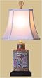Asian D&eacute;cor - 16" Chinese Rose Medallion Square Tea Jar Oriental Lamp w/ Shou Symbol Finial