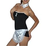 Ladies Sexy Lingerie Costume: 4 piece Sexy French Maid outfit includes: Halter Dress, Apron, Collar and Panties