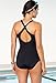 Aquabelle Women's Plus Size Lycra Mint Border Cross Back Swimsuit