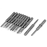 uxcell マイナスドライバービット フラット/スロット 磁気 6mmラウンドシャンク 10個入り