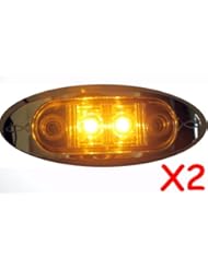 Automotive Parts and Accessories: Pair 2" AutoSmart KL-15114C-AE Amber Oval LED Clearance/Side Marker Light with Chrome Bezel for TRUCK TRAILER - KT