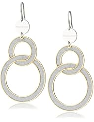 Rebecca "Soleil" Two-Tone White Shimmering Overlay Large Drop Earrings