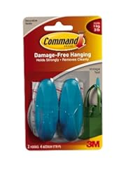 Command Medium Hooks, Vintage Teal, 2-Hook