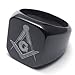 KONOV Freemason Masonic Mens Ring, 316L Stainless Steel Band, Color Black