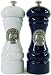 Morel Jura Tournage Beautiful Wood Turned Salt and Pepper grinder set with pewter labels Blue and white