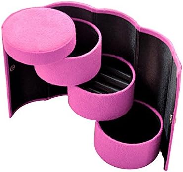 FUNOC Velvet Jewelry Jewellery Beads Gift Ring Bracelet Organizer Organiser Case Box (Hot Pink)