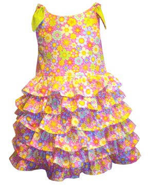 Summer Flowers Hot Pink Ruffle Dress 4T
