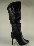 New Black Mid-Calf High Heel Dressy Boots #F08
