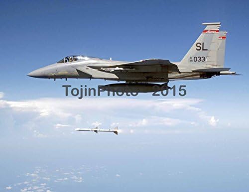 F-15 Eagle firing an AMRAAM at an aerial target drone (8.5 x 11)