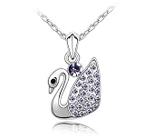 Jewelry Locker Swarovski Crystals Violet Swan Pendant Necklace