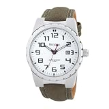Armitron Men's 204629WTSVGN Easy-To-Read Silver-Tone Green Canvas Strap Sport Watch