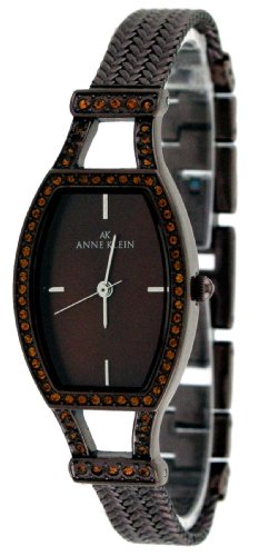 Ak Anne Klein #10-8811bnbn Women's Black Ip Color Crystal Accented Bracelet Watch