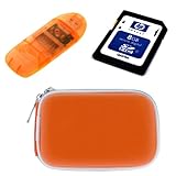 HP 8GB SDHC Class 4 Flash Memory Card + Memory Card Reader + Orange Digital ....