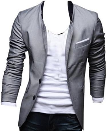 Men's Casual Dress Slim Fit Stylish Suit Blazer Coats Jackets (XXL(US L), gray)